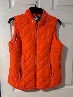 Crown & Ivy Quilted Sleeveless Puffer Vest - Orange